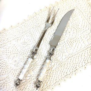* Cypress Home Mother of Pearl Stainless Steel  Carving Set of Two VTG